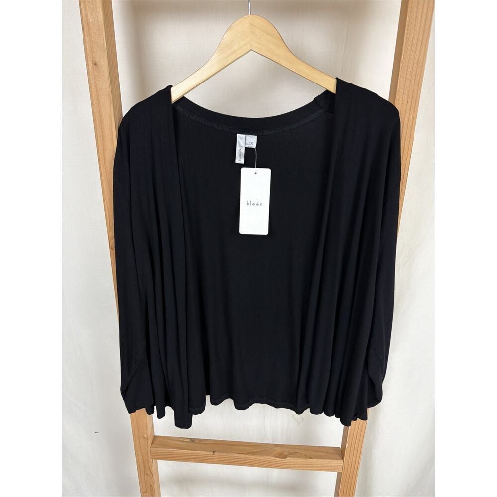 NWT Kleen Black 3/4 Sleeves Viscose Blend Short Cardigan Jacket 2X #0800
